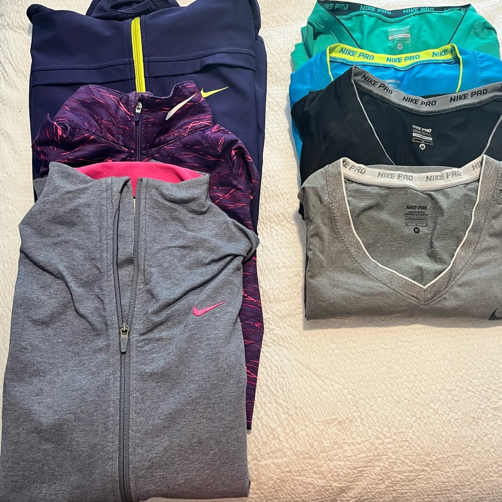 Nike Bundle: Zip Ups, Quarter Zip and Nike Pro Shirts!